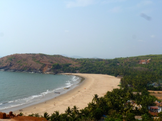 Kudle Beach. Across the way up on the hill you can see the yoga farm. 