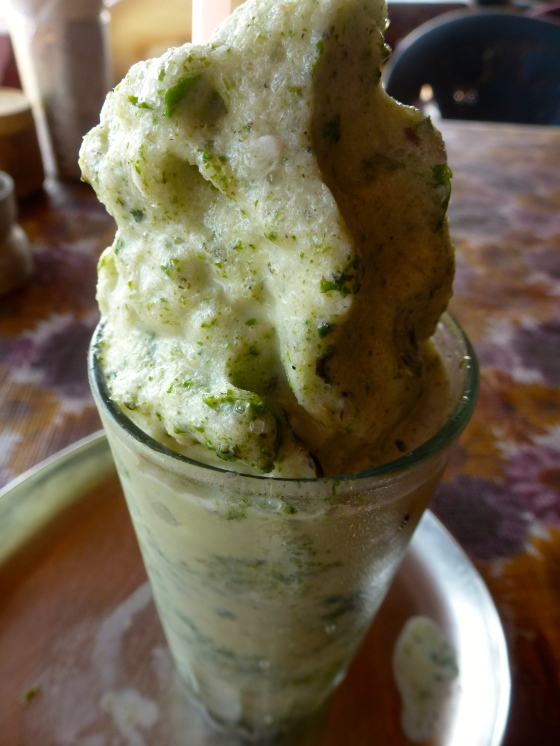 Mint milkshake made with real mint. Delicious. 